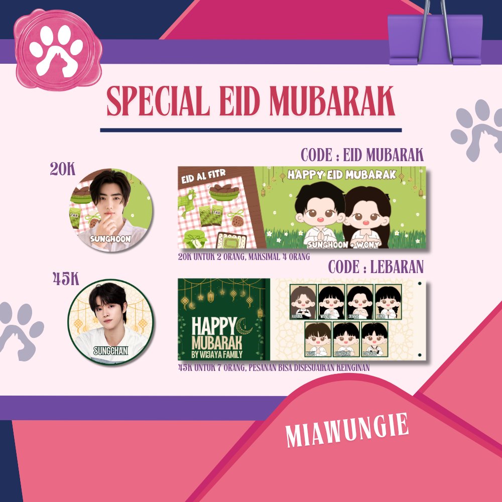 miawungie's tweet image. ㅤ
⠀                GIVEAWAY [ HELP RT ]

Hi, aku ngeluarin Katalog Edisi Idul Fitri. Mari ikutan Giveawaynya diambil 2 pemenang 🫶 untuk yang mau order juga sudah bisa.

Syarat
- Follow @miawungie
- RT tweet ini &amp;amp; Tag teman kalian

#zonauang #zonajajan