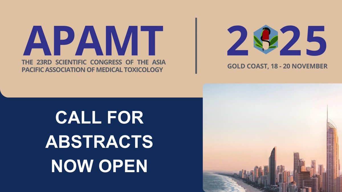 📢 Call for Abstracts is now open!

Share your research on medical toxicology at the APAMT Conference, 18-20 November 2025!

Don’t miss this chance to present — submit your abstract now: willorganise.eventsair.com/2025-apamt/