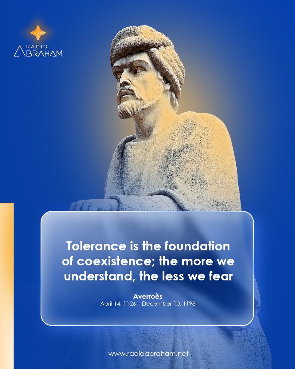 AbrahamRadio's tweet photo. Averroes... a free mind and a beacon of philosophy. He believed that reason and thought are the foundation of knowledge and that truth is born through dialogue and understanding.
#Figures_and_Wisdom #radioabraham https://t.co/UTKSp4YIqv