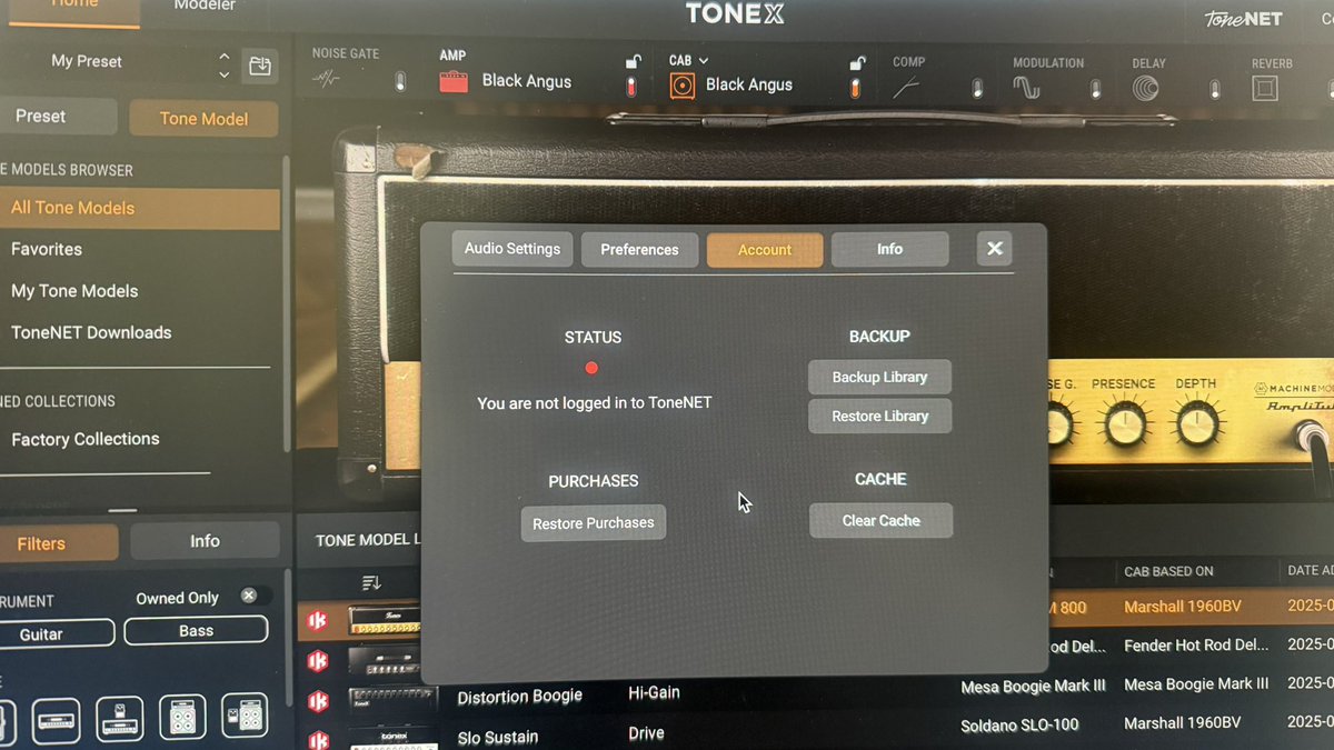 やっぱりlibrarian出てこないのおかしい。 TONEXペダルの場合は出ない