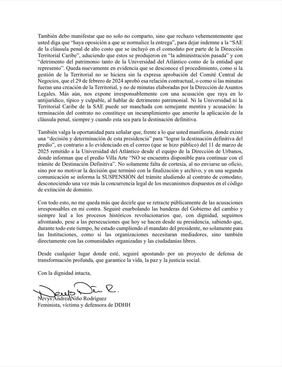 CARTA PÚBLICA A AMELIA PÉREZ PARRA, PRESIDENTA DE @ActivosSAE

Han sido más de dos años donde de la mano de las comunidades, hemos impactado a la sociedad colombiana a través de una gestión institucional, la cual se ha concretado en entregas materiales a procesos organizativos.