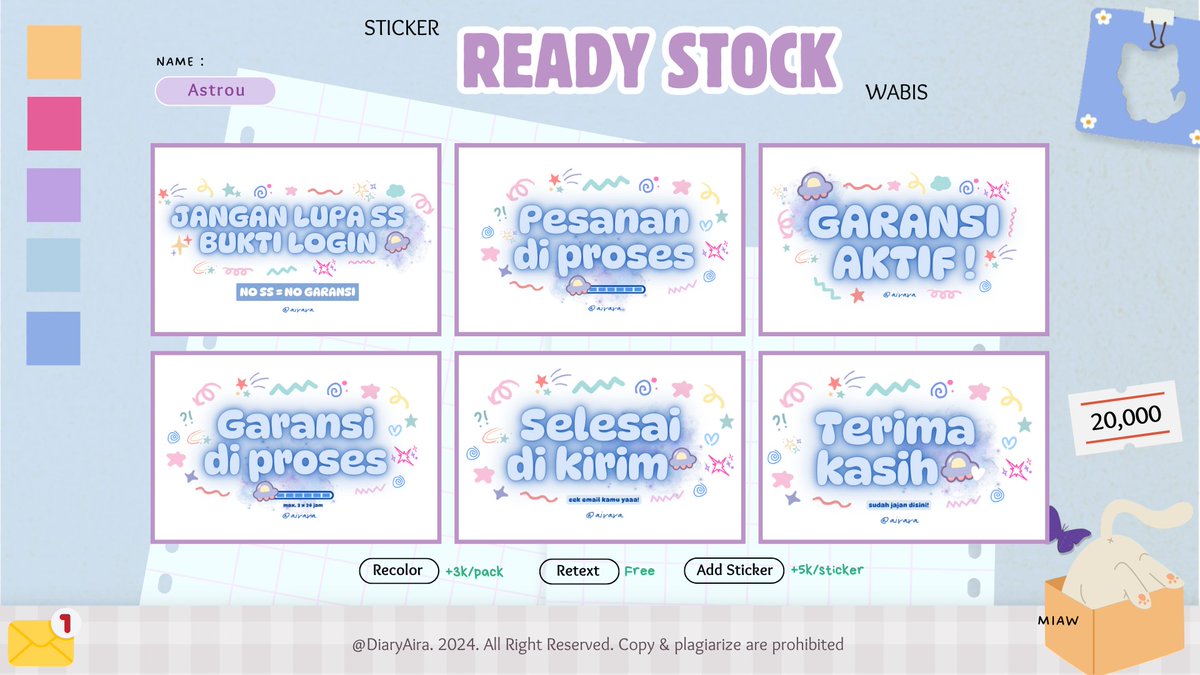 DiaryAira's tweet image. Yukkk di take sticker wabisnya, free retext loh😉

#zonaba #zonauang