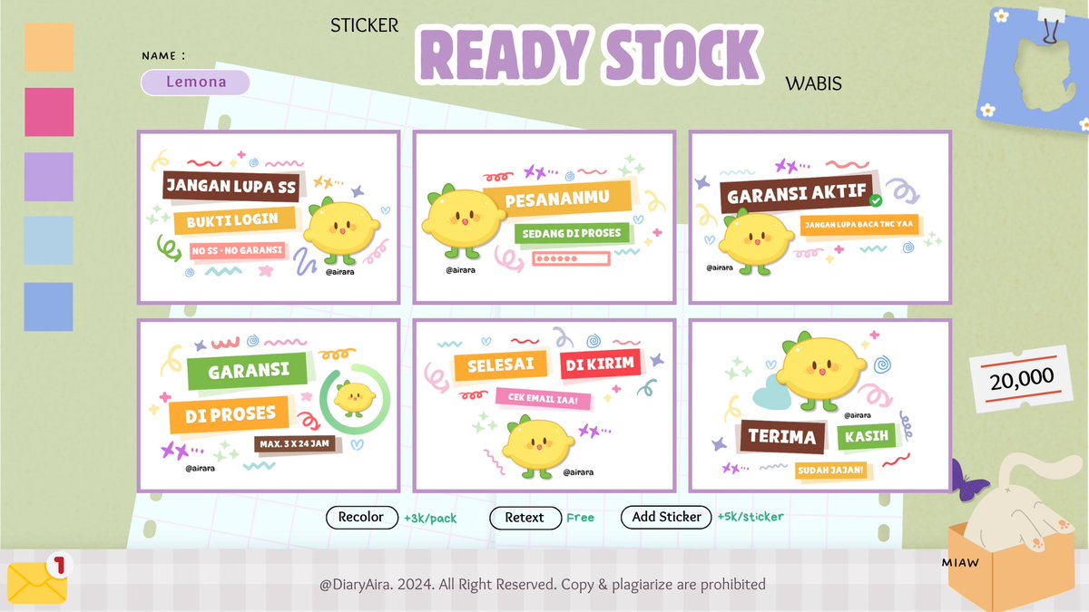 DiaryAira's tweet image. Yukkk di take sticker wabisnya, free retext loh😉

#zonaba #zonauang