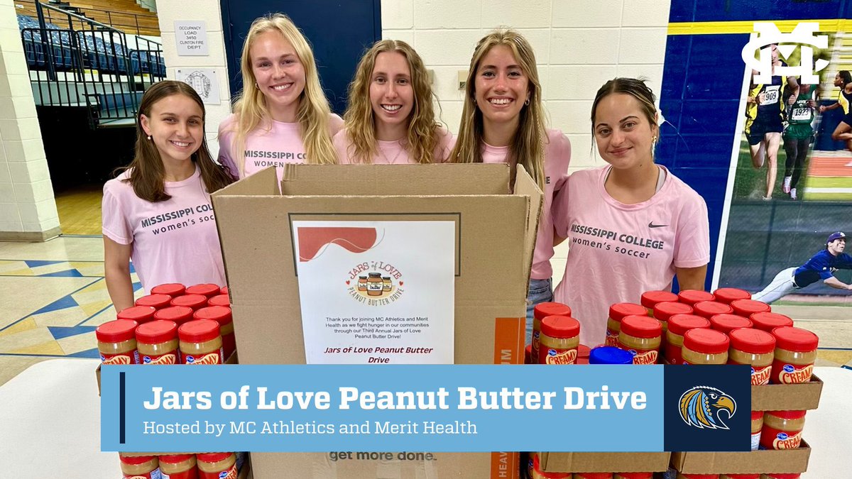 Women’s Soccer participated in the Jars of Love Peanut Butter Drive!  All jars go to the Mississippi Food Network. Thank you MC Athletics and Merritt Health for putting this together🫶

#COTM | #ladychoctawsoccer | #GSC