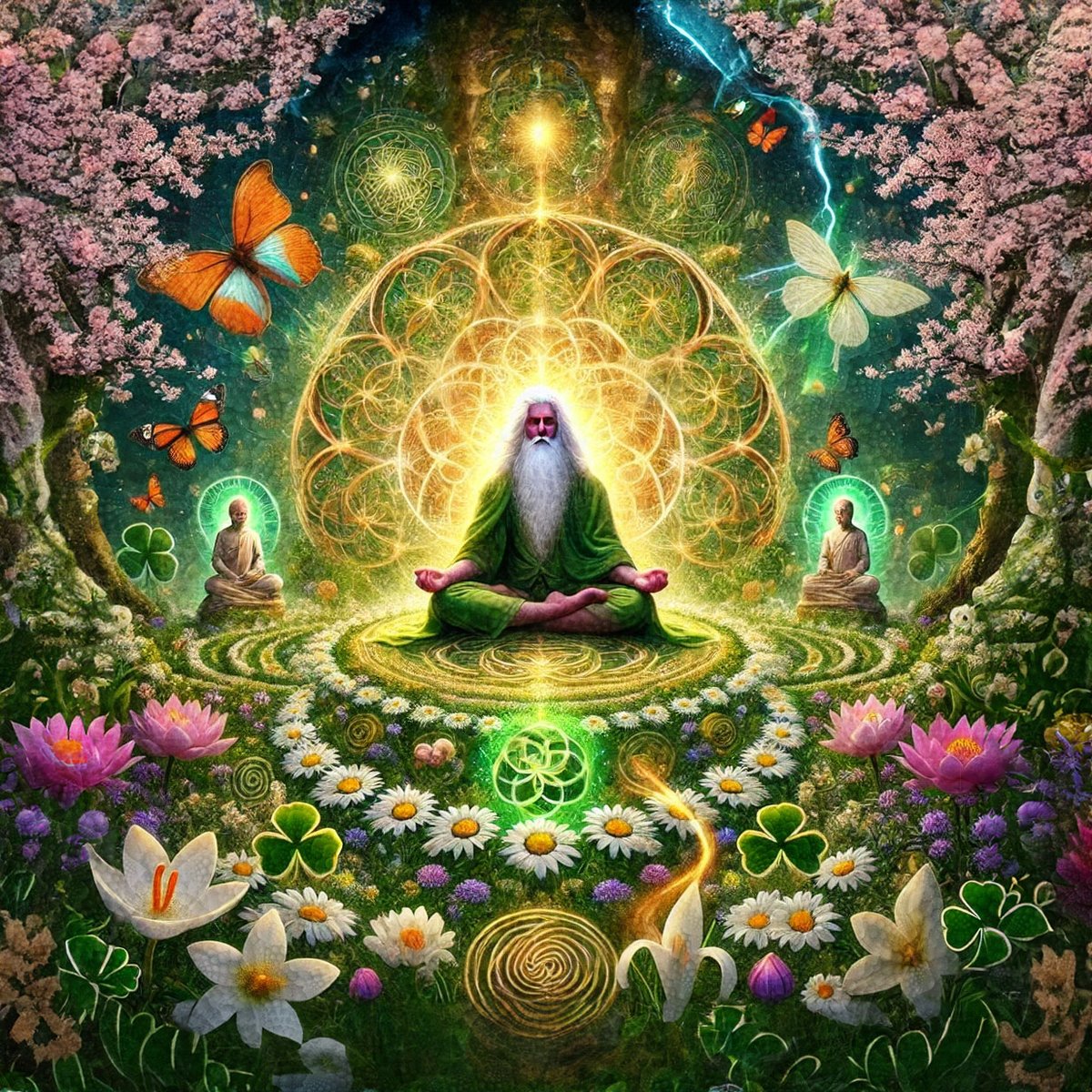 Roberto_0z's tweet photo. Transcendence Of Spring Rebirth" πΈπ
A meditating soul radiates wisdom amidst cosmic storms & blooming nature. Fractal spirals, shamrocks, and blossoms mirror the balance of chaos and serenity β a symbol of growth and awakening. Minted at @StarbeamOne β¨π #NFT #SpringRebirth https://t.co/RLhBMoiNXN