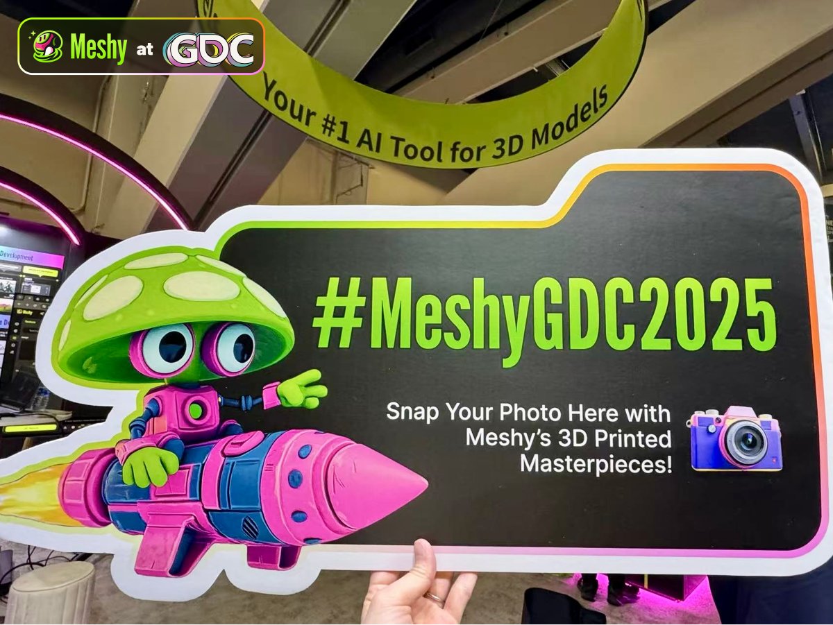 Our booth at #GDC2025 has been on 🔥🔥🔥 all day! 

😍 And wow, our sponsored talk was a packed house! Huge thanks to everyone who came to hear how #MeshyAI is revolutionizing 3D creation! 

🚀 DAY 2 is going to be even bigger! Visit Booth S1527 and let’s keep the energy going!