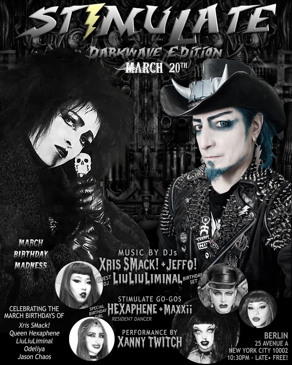 🎂 <a href="/STIMULATEnyc/">STIMULATE</a> Birthday Madness Thursday March 20th at <a href="/berlinundernyc/">𝖇𝖊𝖗𝖑𝖎𝖓</a> 10:30pm FREE! w/DJs <a href="/Xris_SMack/">Xris SMack!</a> + <a href="/krvptkeeper/">𝔎𝔯𝔦𝔰𝔱𝔶 ☥ (𝔡𝔧 𝔩𝔦𝔲𝔩𝔦𝔲𝔩𝔦𝔪𝔦𝔫𝔞𝔩)</a> + DJ Jeffo 💃🏻 Hexaphene + Maxii • performance @Xannyfied ⚡️