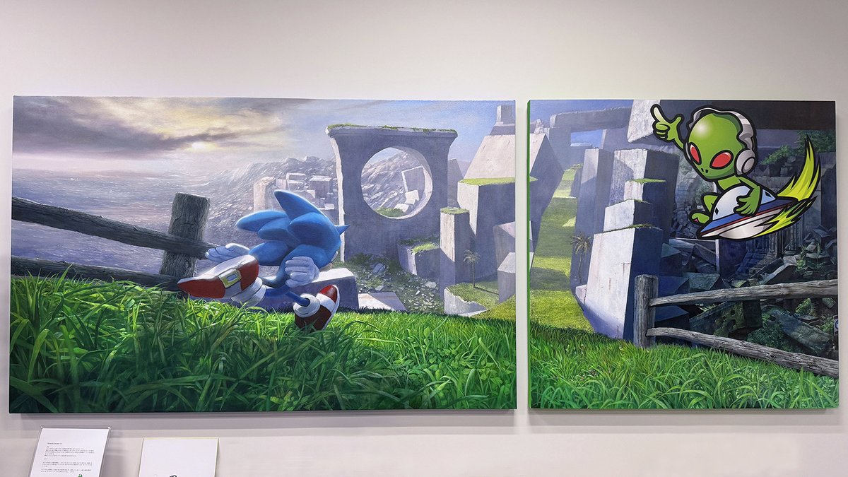 セガ社内に飾られている「ソニック」と「エイリやん」の絵画