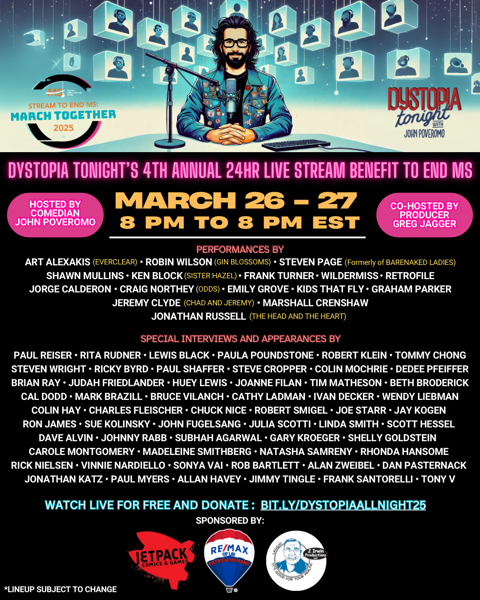 Gonna join my friend John Poveromo.  Join us, if you can, for some laughs, some good chat, and support this very worthy cause. Donation &amp; stream link: bit.ly/dystopiaallnig…