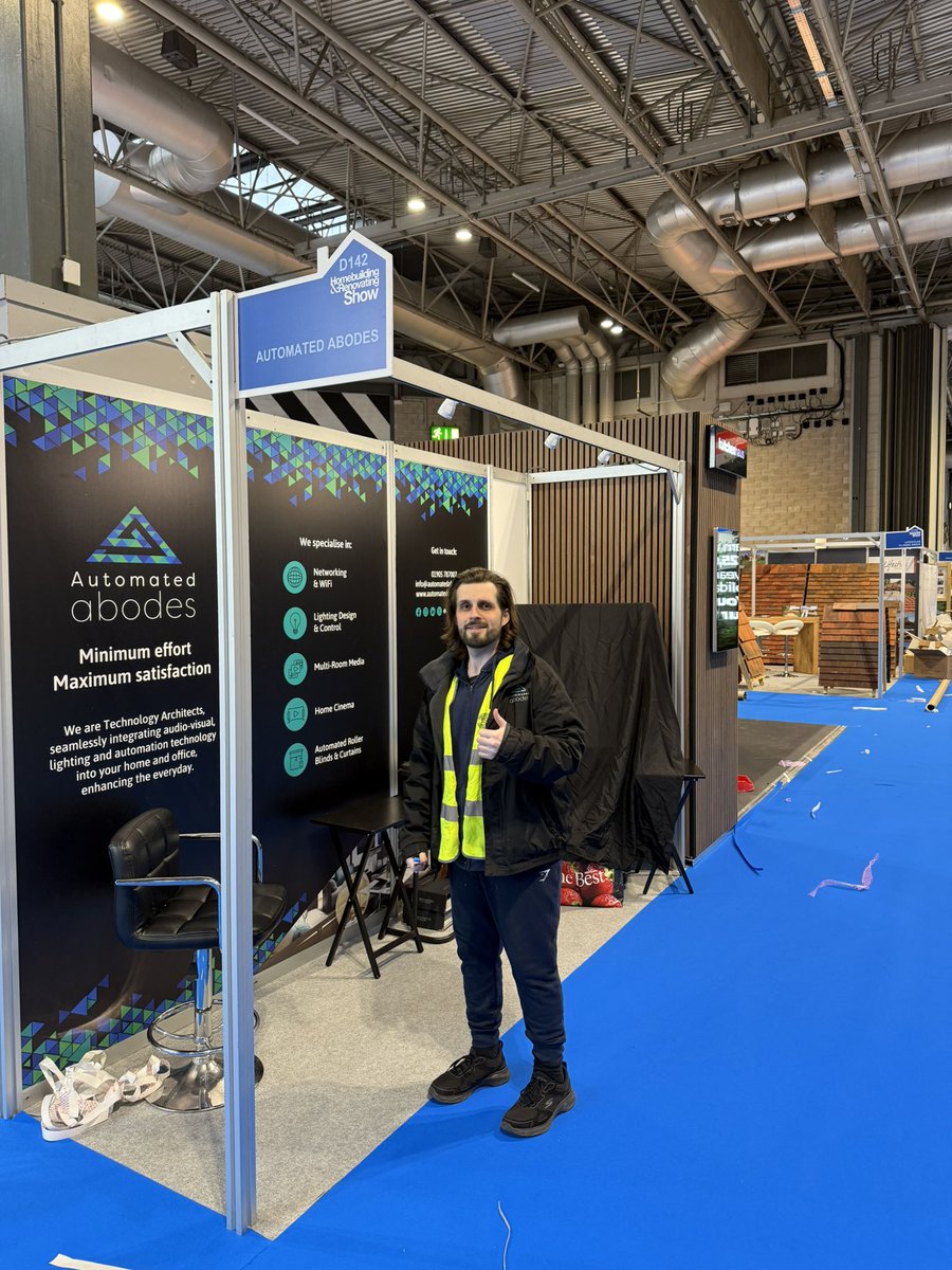 AutomatedAbodes's tweet photo. Build up is complete for @HBR_Show 2025, catch you mañana 🫡

#avtweeps #custominstall #av #music #speakers #wifi #electricblinds #CCTV #homecinema #lightingdesign #lightingcontrol https://t.co/R8pR3UDK2H