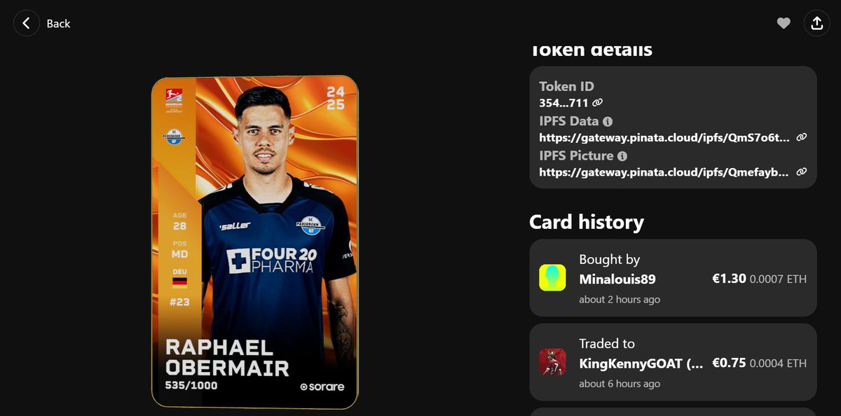 🔹Sold! 10 to 200€ trading Challenge🔹

First purchase sold after just a few hours 😱

📊Trade Summary:

Player: Raphael Obermair🚀

Bought for: €0.75

Sold for: €1,30  

Profit: €0,55

Current budget: €10.55

the next purchases will be made tomorrow👀

#sorare #trading #nft