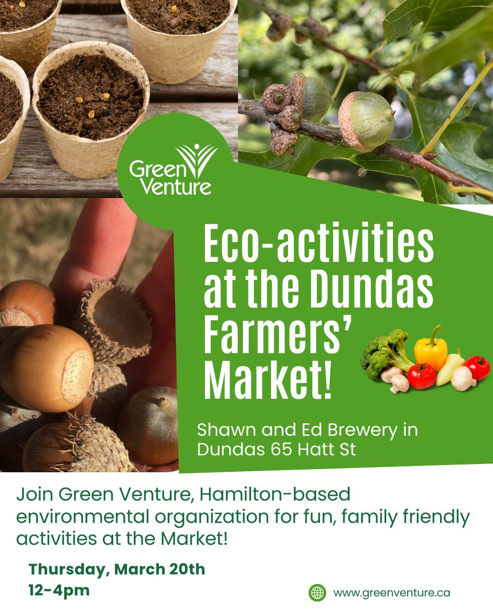 TOMORROW: Join us at Dundas Farmers’ Market at Shawn &amp; Ed’s. Address: 65 Hatt Street. We'll have a fun eco-activity. We're potting tree seeds! 

#ThingsToDoHamilton #HamiltonFarmersMarket #HamOnt