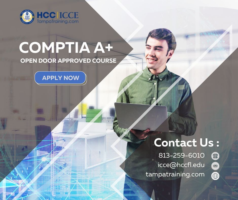 🚀 Seats Available for CompTIA A+ Course!🚀

Ready to jumpstart your IT career? We have open seats in our CompTIA A+ course! Don't miss out on this amazing opportunity. Plus, apply for our Open-Door Scholarship to help with tuition costs!