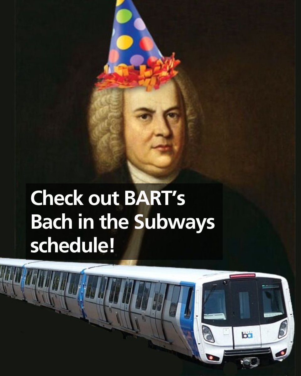 🎶BACH ON BART IS BACK BABY🚇

Bach in the Subways performances take place between March 21 and 31 in the non-paid areas of BART stations.   

Check the thread for the schedule and be a part of the global celebration of Johann Sebastian Bach and his enduring music. ⬇️