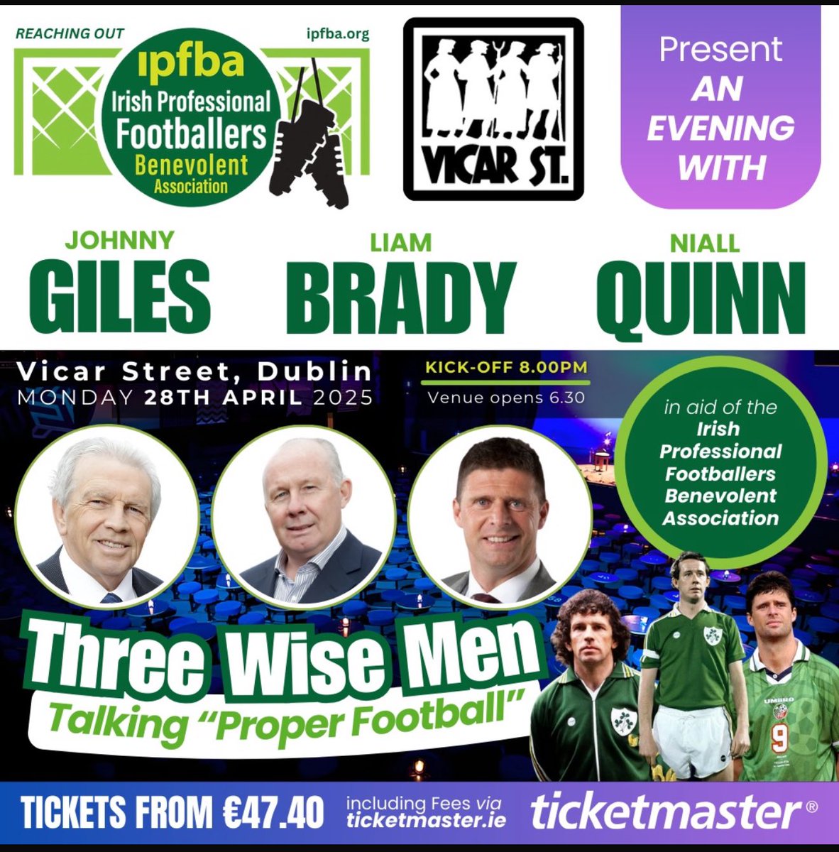 An evening with some Irish legends of the game 🇮🇪 all in aid of the <a href="/ipfba_ireland/">IPFBA</a> 🇮🇪⚽️ 

#Leagueofireland