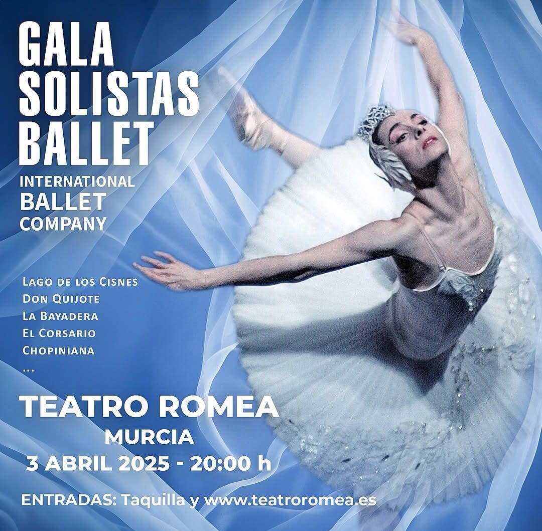 GALA SOLISTAS BALLET
03/04/2025 
 20:00 horas 
INTERNATIONAL BALLET COMPANY en el TEATRO ROMEA <a href="/TeatroRomea/">Teatro Romea</a> #murcia 
Más información y entradas: teatroromea.compralaentrada.com/eventos/13645/… #danza #nosgustaladanza #ballet