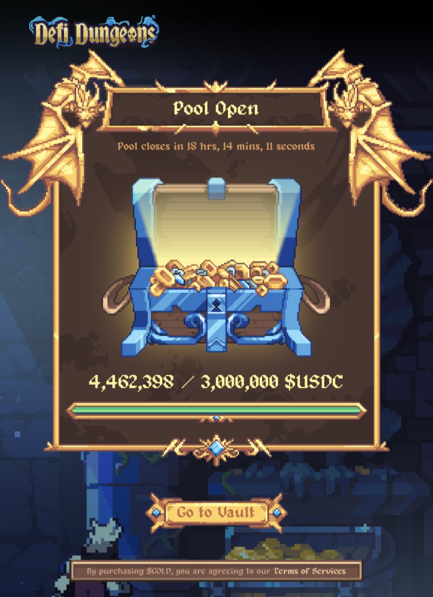 NftRadarr's tweet image. As you guys have seen @DefiDungeons have opened the vault on @MeteoraAG so you can get your $GOLD.

Within 20 minutes it hit 3 million market cap, and now sits at 4.46 million.

You now have less than 20hr to get yourself a bag of GOLD.