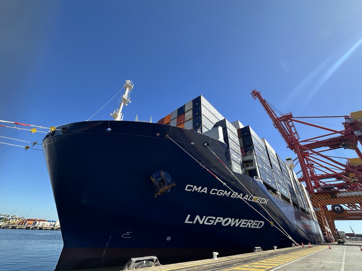 Welcome to Port of Melbourne, CMA CGM Baalbeck - the first LNG-powered container ship to Australia.

The 8,000 TEU dual-fuel vessel, which sailed from Southeast Asia, called <a href="/PatrickTerminal/">Patrick Terminals</a> on Tuesday, onward to Sydney, Adelaide and Fremantle.

We congratulate ANL <a href="/cmacgm/">CMA CGM Group</a>  for