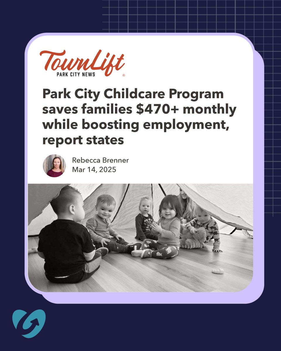 Thank you, TownLift and Rebecca Brenner , for reporting on how Park City’s and Upwards’ Needs-Based Childcare Scholarship Program is successfully stabilizing the workforce and supporting families.

Read more ▶️ bit.ly/4iolzpZ