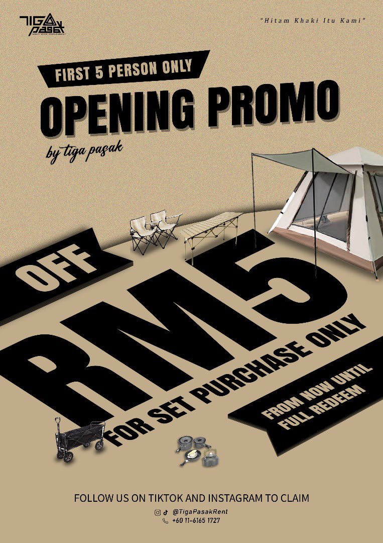 kyuljm's tweet photo. Hi X peeps! Me and my friends are offering a service which is camping equipments rental. This ramadhan we are offering RM5 OFF for every package purchased! Feel free to share with your friends and family as we just started this  business. Do contact me for more details 🙌🏻 https://t.co/uNlAYRZXV7