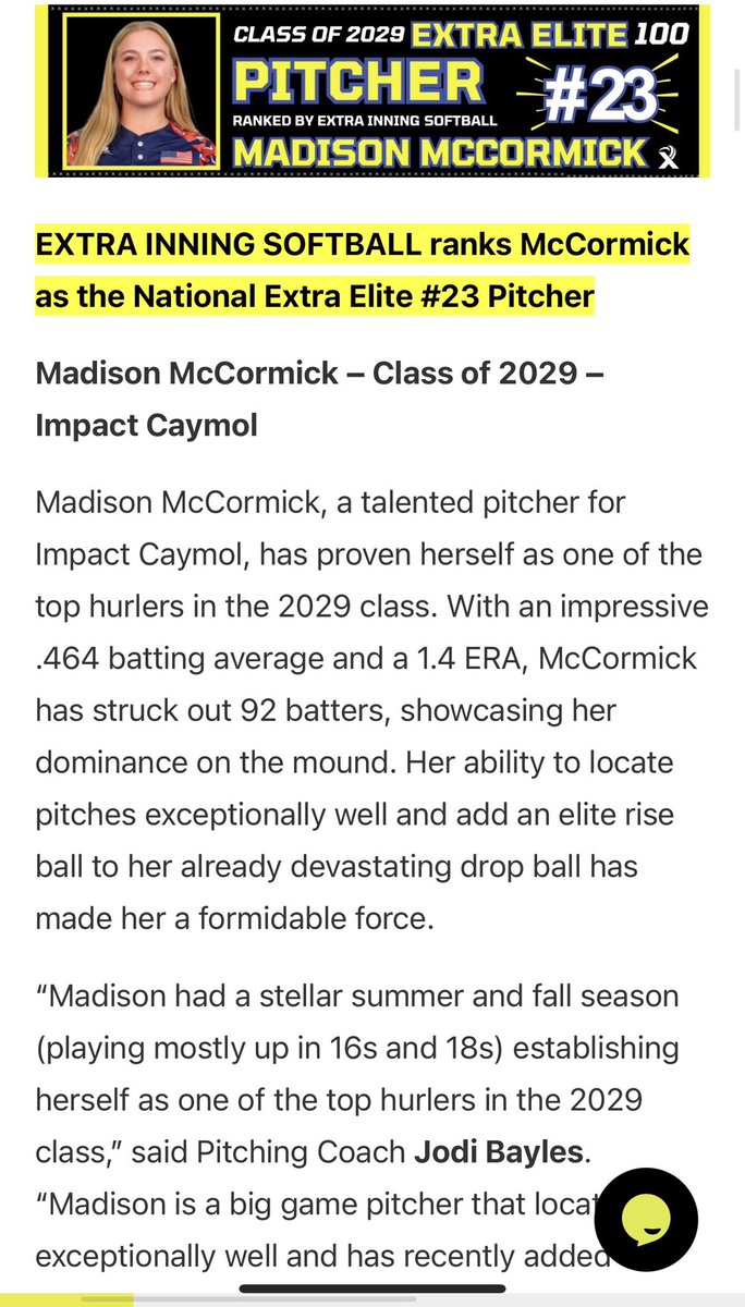 Madison McCormick (@madijean2029) on Twitter photo Thanks <a href="/ExtraInningSB/">EXTRA INNING SOFTBALL</a> for the shout out! I know I'm truly more than a number but feel honored to be listed among so many talented athletes. It's only up from here. <a href="/impactcaymol/">Impact Caymol</a> <a href="/mrood18/">Mitch Rood</a> <a href="/Michael20515250/">Michael Boyd</a> <a href="/ExtraInningSB/">EXTRA INNING SOFTBALL</a> Thanks <a href="/ExtraInningSB/">EXTRA INNING SOFTBALL</a> for the shout out! I know I'm truly more than a number but feel honored to be listed among so many talented athletes. It's only up from here. <a href="/impactcaymol/">Impact Caymol</a> <a href="/mrood18/">Mitch Rood</a> <a href="/Michael20515250/">Michael Boyd</a> <a href="/ExtraInningSB/">EXTRA INNING SOFTBALL</a>