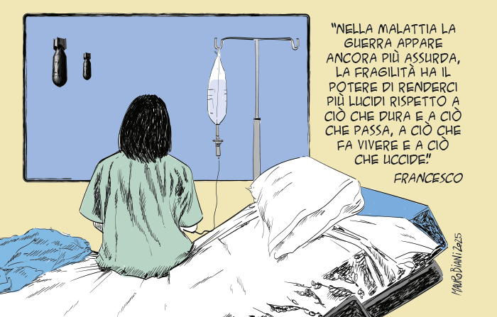 nonsonpago1's tweet photo. "Nella #malattia la #guerra appare ancora più #assurda, la #fragilità ha il potere di renderci più #lucidi rispetto a ciò che #dura e a ciò che #passa, a ciò che fa #vivere e a ciò che #uccide."
#Francesco
#Biani !❣️
@Pontifex_it🌹
#PEACE 🕊️
@maurobiani
@repubblica https://t.co/8X0mdl5Gcg