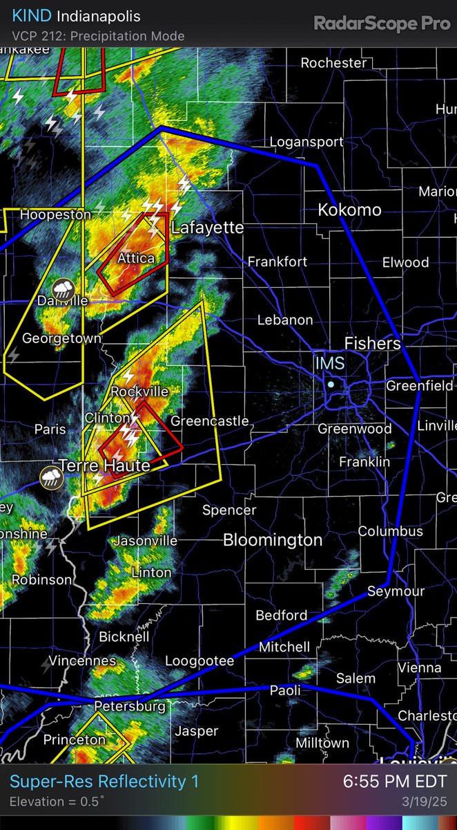 ⚠️ 6:55 PM: A series of tornado and severe thunderstorm warnings are active in western Indiana. 

Please stay aware of tonight’s storms and seek shelter if your area is placed under a warning. #inwx #kywx #ilwx