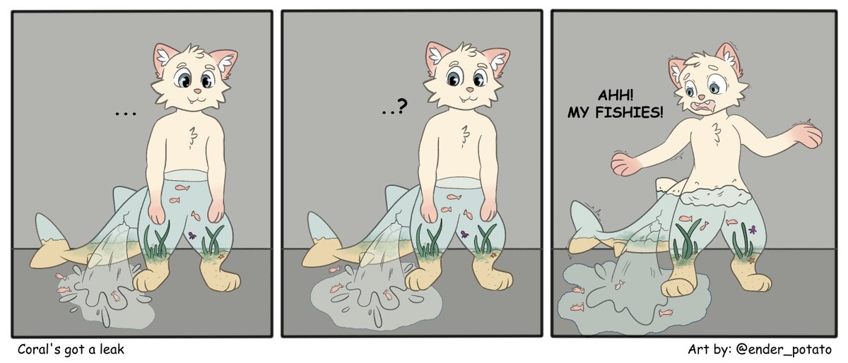 ender_potato01's tweet photo. Adorable little comic for @t_y_po! 
Fingers crossed Coral gets to save her fishies! 

#furry #furryartist #furryartwork #comic https://t.co/UqWaFUMcId
