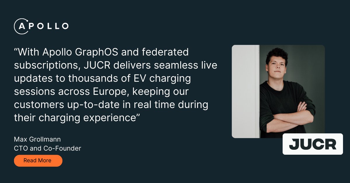 apollographql's tweet image. JUCR scaled their EV charging and improved real-time updates with Apollo Federation and GraphOS, cutting latency to milliseconds and handling 1,000+ events per second
See how they did it → bit.ly/3QXkRDX
#GraphQL #APIorchestration #ApolloChampions