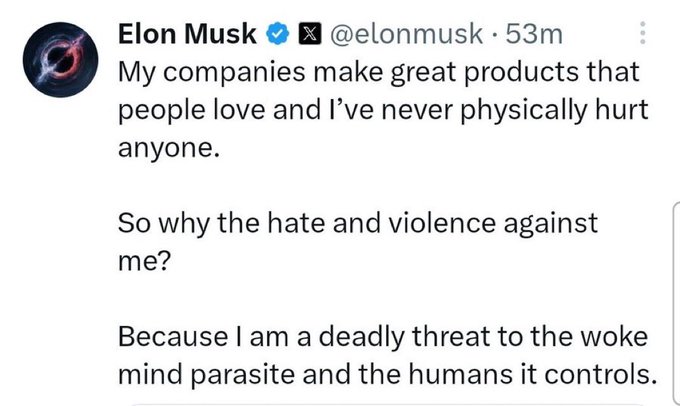 unusual_whales's tweet photo. Elon Musk of Tesla, $TSLA, has said: My companies make great products that people love. https://t.co/PbBjjWLLQ6