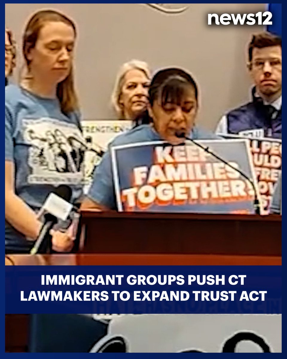 News12CT's tweet photo. IMMIGRATION PROTECTION: Immigrant advocates urge state lawmakers to strengthen the TRUST Act, limiting police from sharing info with ICE unless suspects are convicted felons.
#News12 #Connecticut #Immigration #TrustAct #ICE #Police
https://t.co/k9hzlTVwNg https://t.co/xY9iLjqhlx