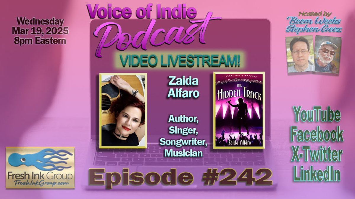 Stephanie Collins (@w_angels_wings) on Twitter photo ***WATCH LIVE NOW***
Zaida Alfaro <a href="/zaidamusic/">zaida</a> VOICE OF INDIE #Podcast <a href="/FreshInkGroup/">Fresh Ink Group</a> hosts <a href="/StephenGeez/">StephenGeez.com</a> <a href="/BeemWeeks/">Beem Weeks</a>
LINK: youtube.com/watch?v=Cy5PQ9…
#Singer #songwriter #music #Producer #Artist #sing #singing #cozymystery #Miami #SuspensefulRead #song #ASMSG #IATRG ***WATCH LIVE NOW***
Zaida Alfaro <a href="/zaidamusic/">zaida</a> VOICE OF INDIE #Podcast <a href="/FreshInkGroup/">Fresh Ink Group</a> hosts <a href="/StephenGeez/">StephenGeez.com</a> <a href="/BeemWeeks/">Beem Weeks</a>
LINK: youtube.com/watch?v=Cy5PQ9…
#Singer #songwriter #music #Producer #Artist #sing #singing #cozymystery #Miami #SuspensefulRead #song #ASMSG #IATRG