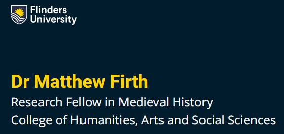 As of this week I am <a href="/Flinders/">Flinders University</a> first and only Research Fellow in Medieval History - a position linked to my Australian Research Council DECRA Fellowship. So far this has mainly involved applying for travel approval. But there's 3.5 years of historiographical research ahead...