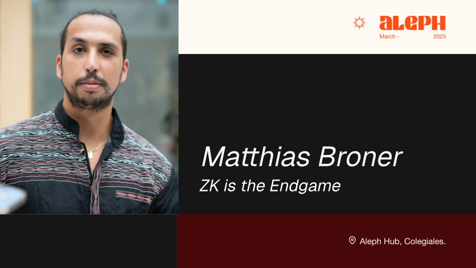 3:00 PM | Keynote ZKsync - ZK is the Endgame

ZK = the ultimate boss fight for Ethereum scalability? <a href="/BronerMatthias/">Matthias ∎ (🇦🇷,🧉)</a> from @ZKsync makes the case for why Zero-Knowledge tech is the way forward.