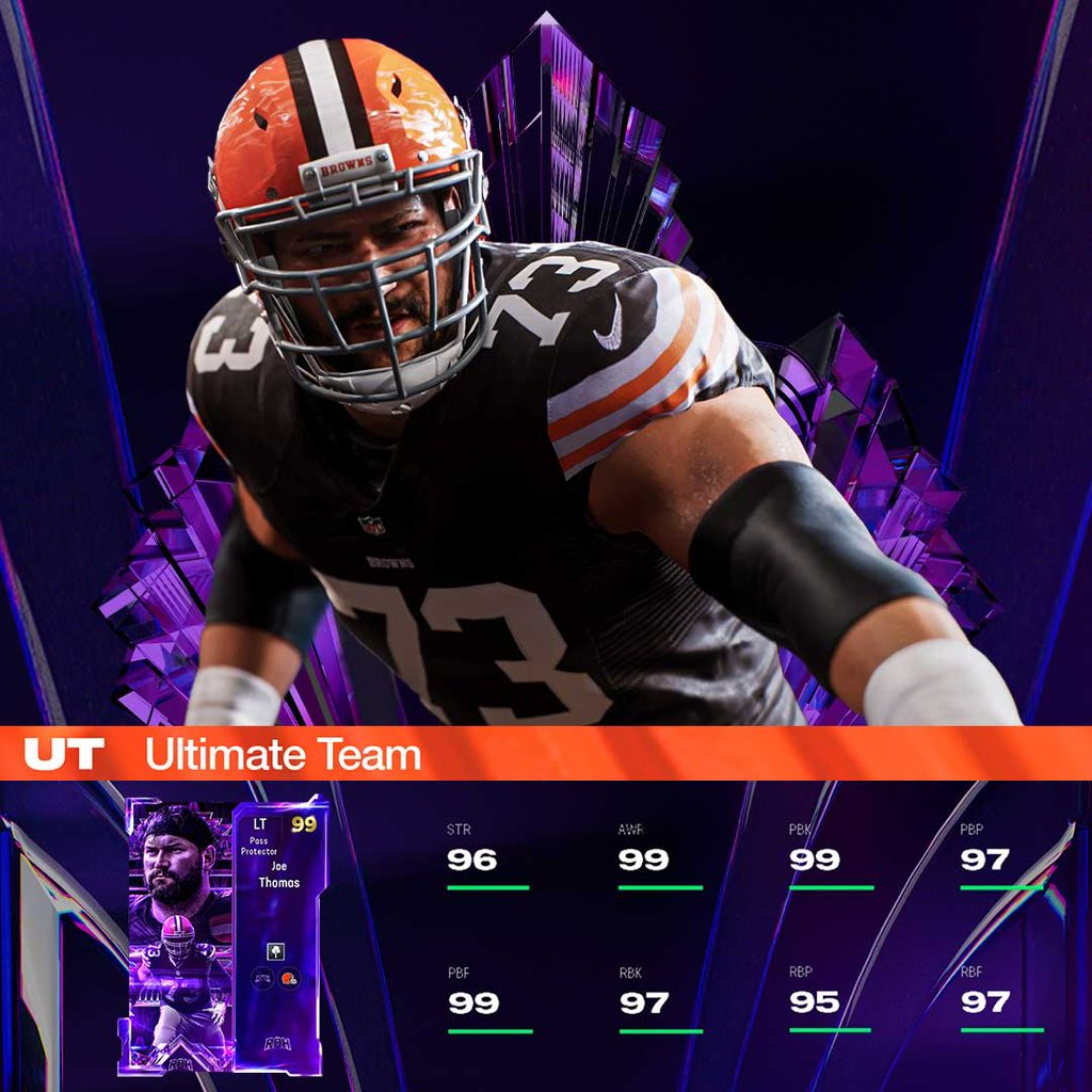 EAMaddenNFL's tweet photo. Joe Thomas. Madden NFL Ring of Honor Class of 2025.

#MaddenROH | @Browns | @EASPORTS_MUT https://t.co/yceptxjQ7X