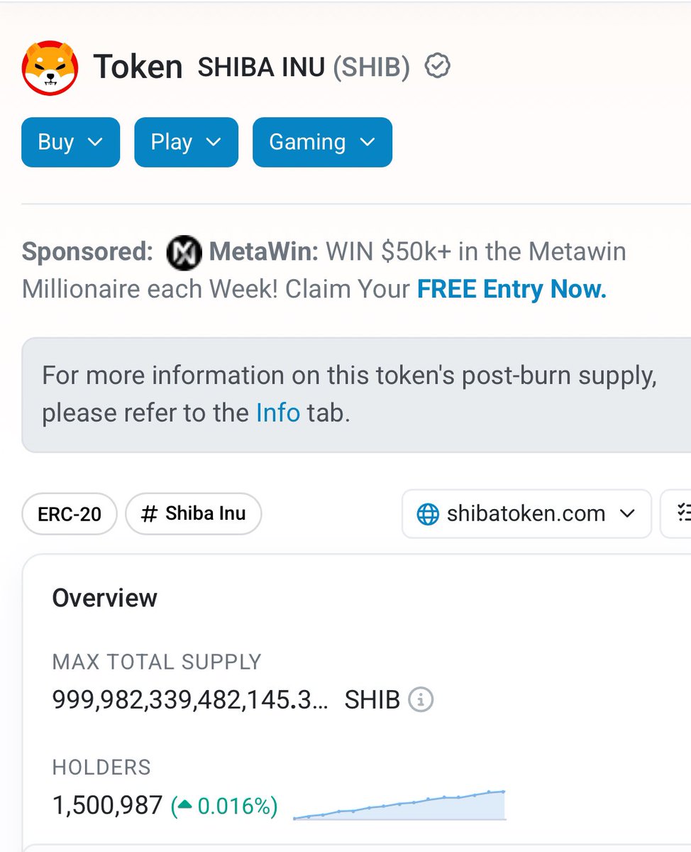 Etherscan_SHIB's tweet photo. $SHIB continues to grow in holders!! 

Current $SHIB on chain holders:  1,500,987

#SHIB #BONE #LEASH #SHIBARIUM https://t.co/y0Zo1FmKSv