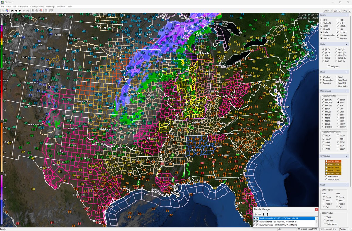 allisonhouse's tweet image. GREarth with the Watches, Warnings and Advisories is pretty lit up today. #USwx