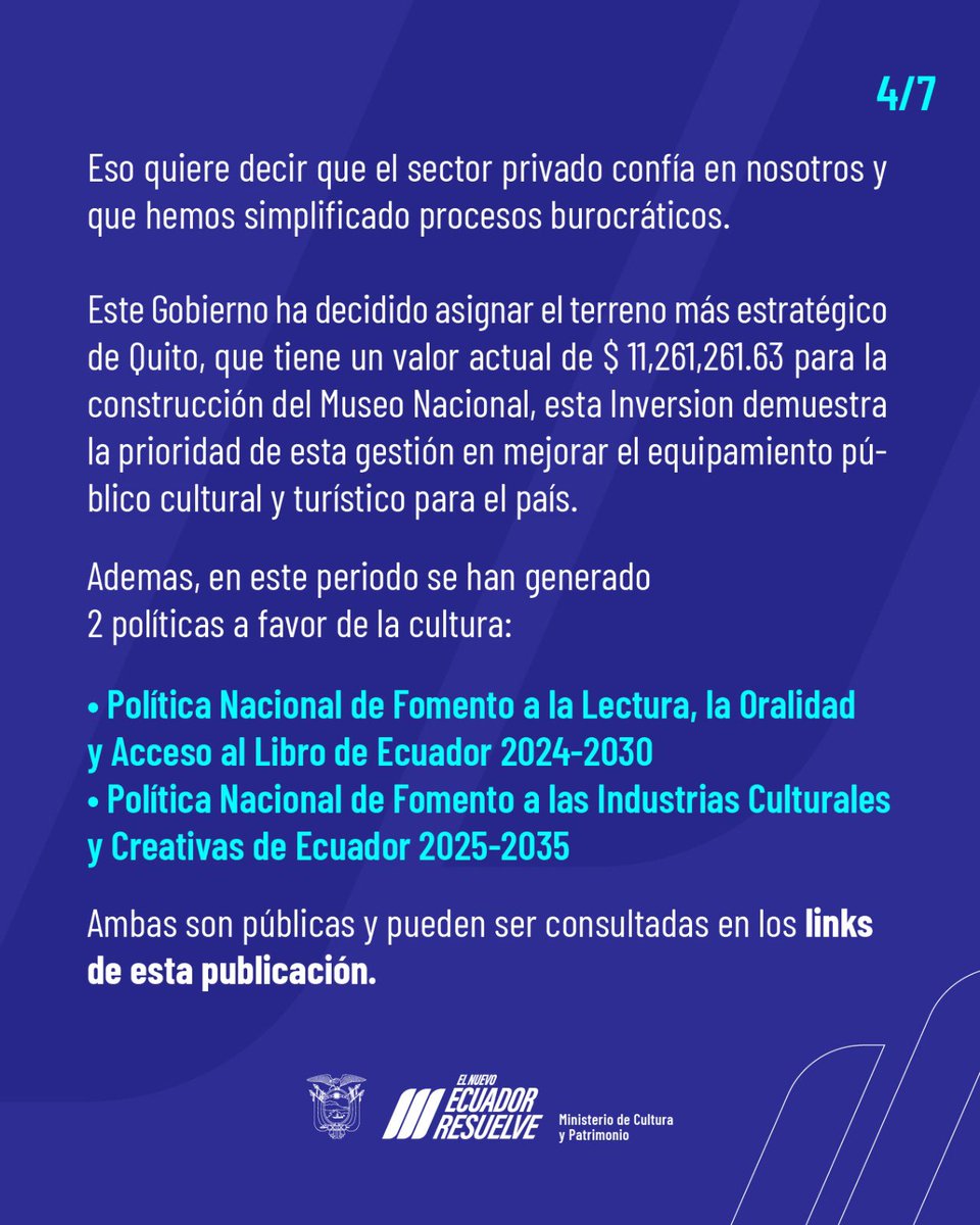 Hace pocos días en una entrevista en <a href="/lahoraecuador/">La Hora Ecuador</a> destaque la necesidad de trabajar de forma conjunta entre instituciones con competencias culturales: Ministerio y sus instituciones, Casa de la Cultura y sus núcleos, y GADs. 
🧵
