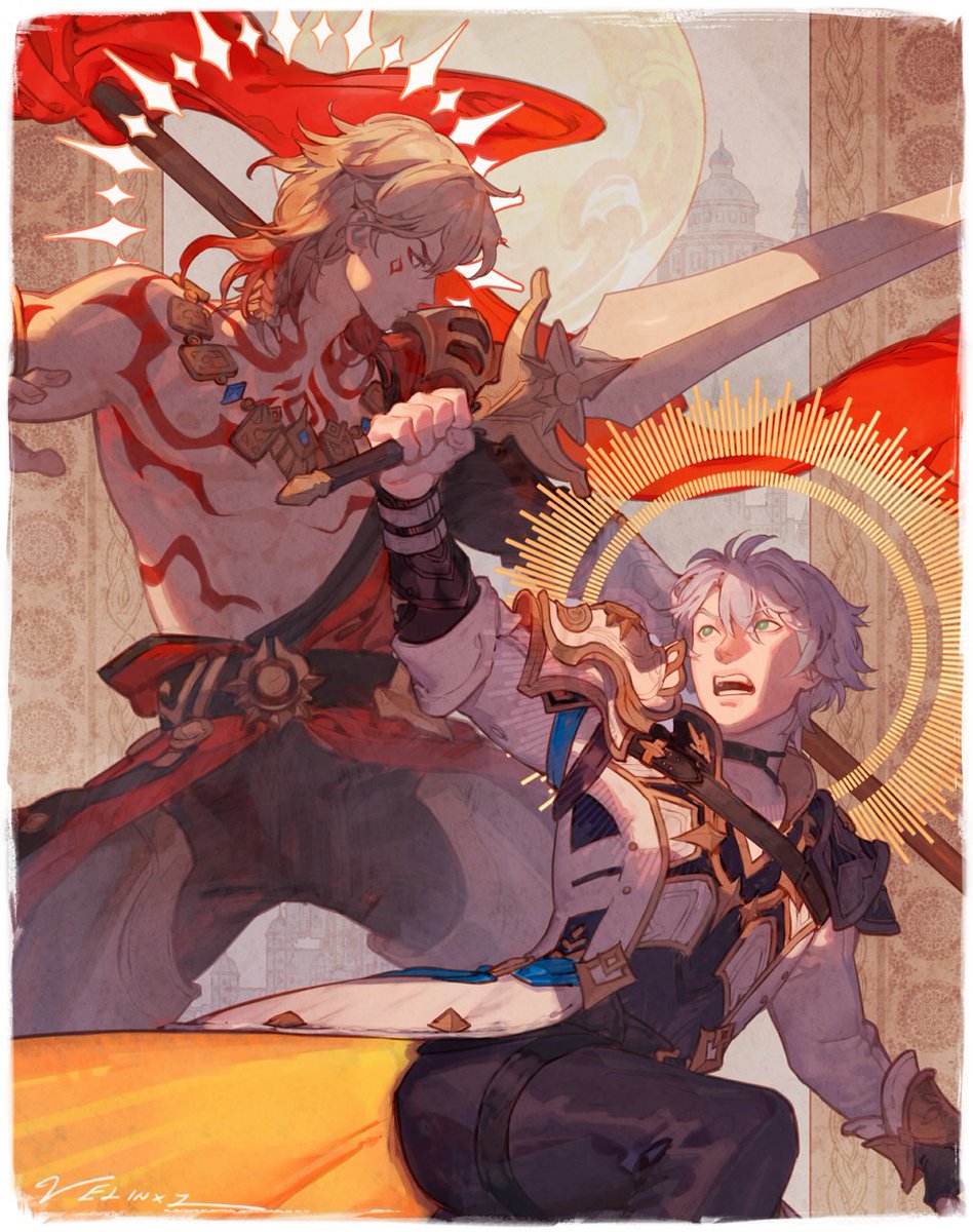 Rivalry of Mydei and Phainon ⚔️
Commission for #HonkaiStarRail #HSR