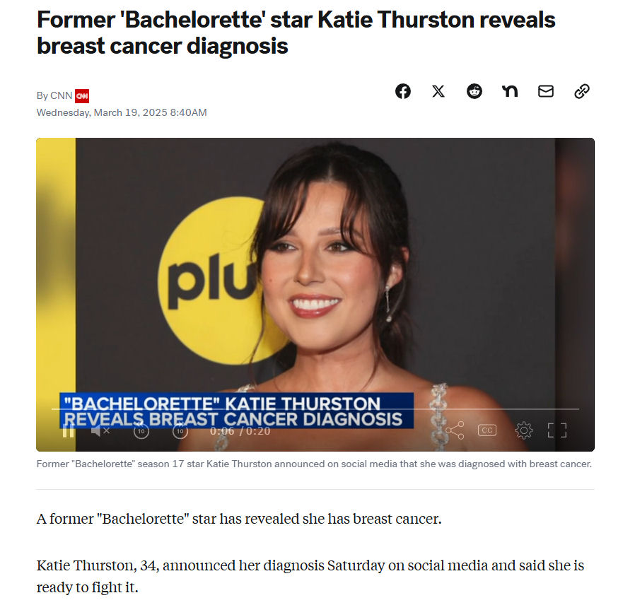 MakisMedicine's tweet image. TURBO CANCER - 34 year old Katie Thurston, a star of "The Bachelorette" was diagnosed with Stage 3 Breast Cancer 

She had COVID-19 Vaccines in 2021 and promoted them.

Pfizer and Moderna COVID-19 mRNA Vaccines cause Turbo Cancer and Breast cancer is the 2nd most common Turbo…