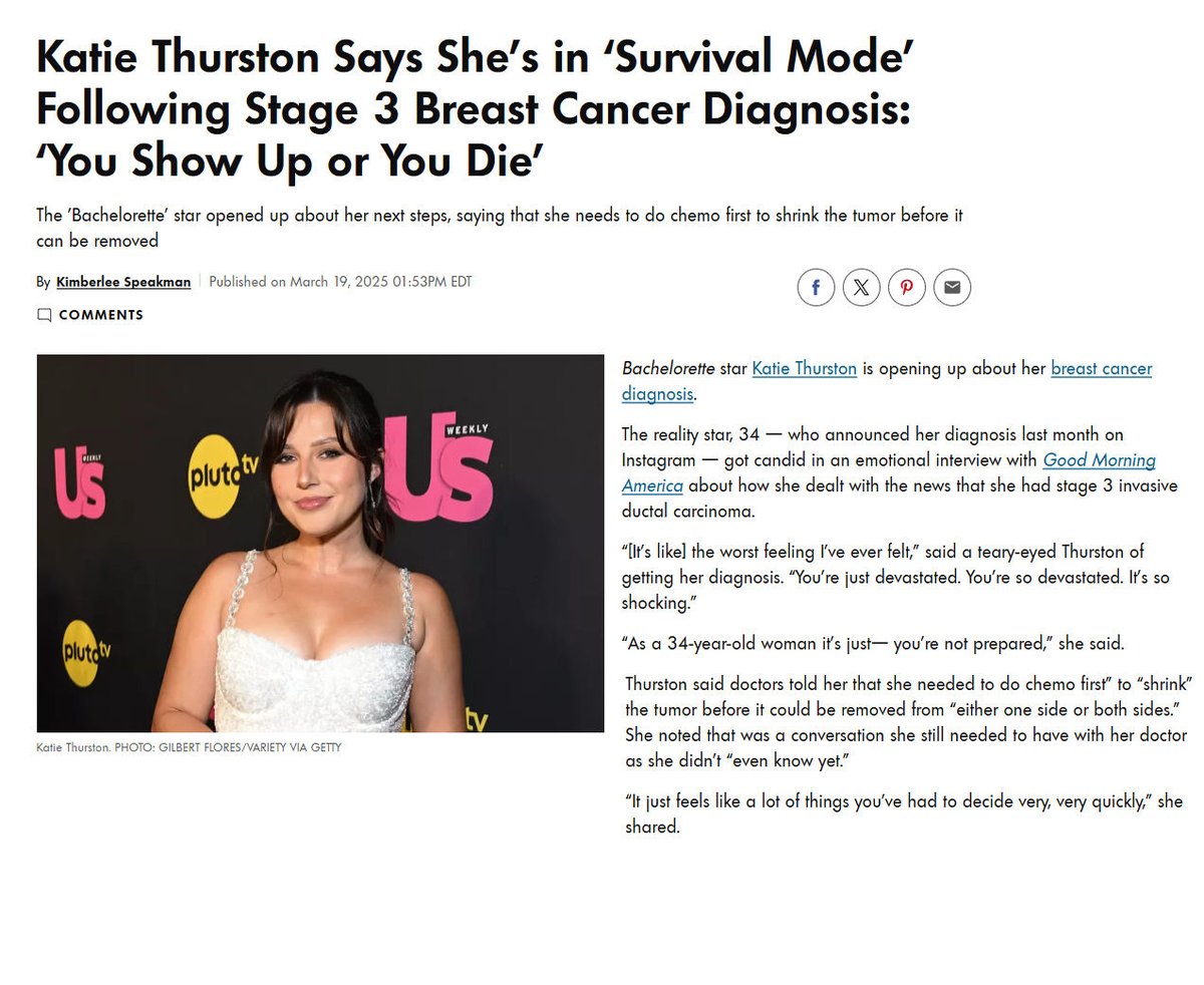MakisMedicine's tweet image. TURBO CANCER - 34 year old Katie Thurston, a star of "The Bachelorette" was diagnosed with Stage 3 Breast Cancer 

She had COVID-19 Vaccines in 2021 and promoted them.

Pfizer and Moderna COVID-19 mRNA Vaccines cause Turbo Cancer and Breast cancer is the 2nd most common Turbo…
