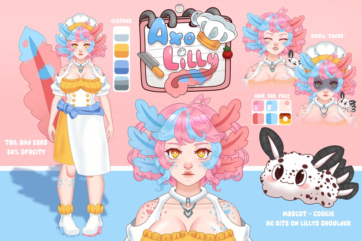 Axolilly's tweet image. 📌
Hello everyone! My name is Lilly (Any Pronouns) and I'm your favourite friendly Axolotl Chef!
🫧🫧🫧
 Fan Art- #LillyLotl | 
My Art- #LillyDraws |
Livetag- #AxoLive  
🫧🫧🫧
Streamer - Live2D Rigger - Artist!