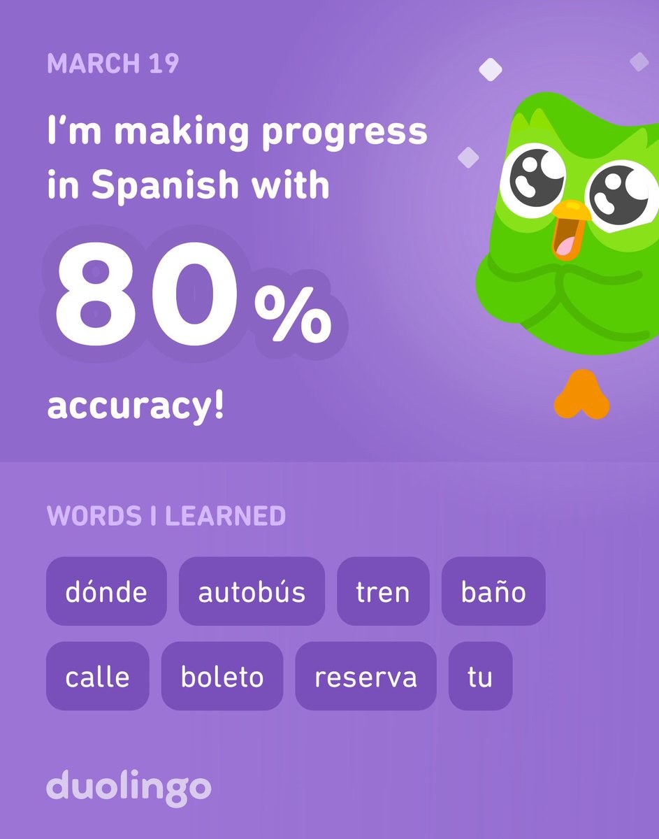 BabyfaceBoyce's tweet photo. Guao another achievement es hoy I’m learning Spanish on Duolingo! It’s free, fun, and effective. https://t.co/h0TwMUG2J4