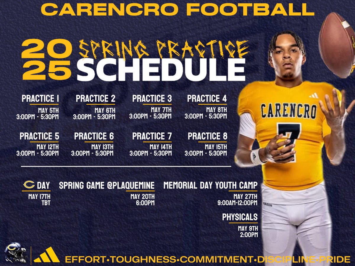 Spring Practice Schedule! 

#carencro #geauxbears #exit4 #big5