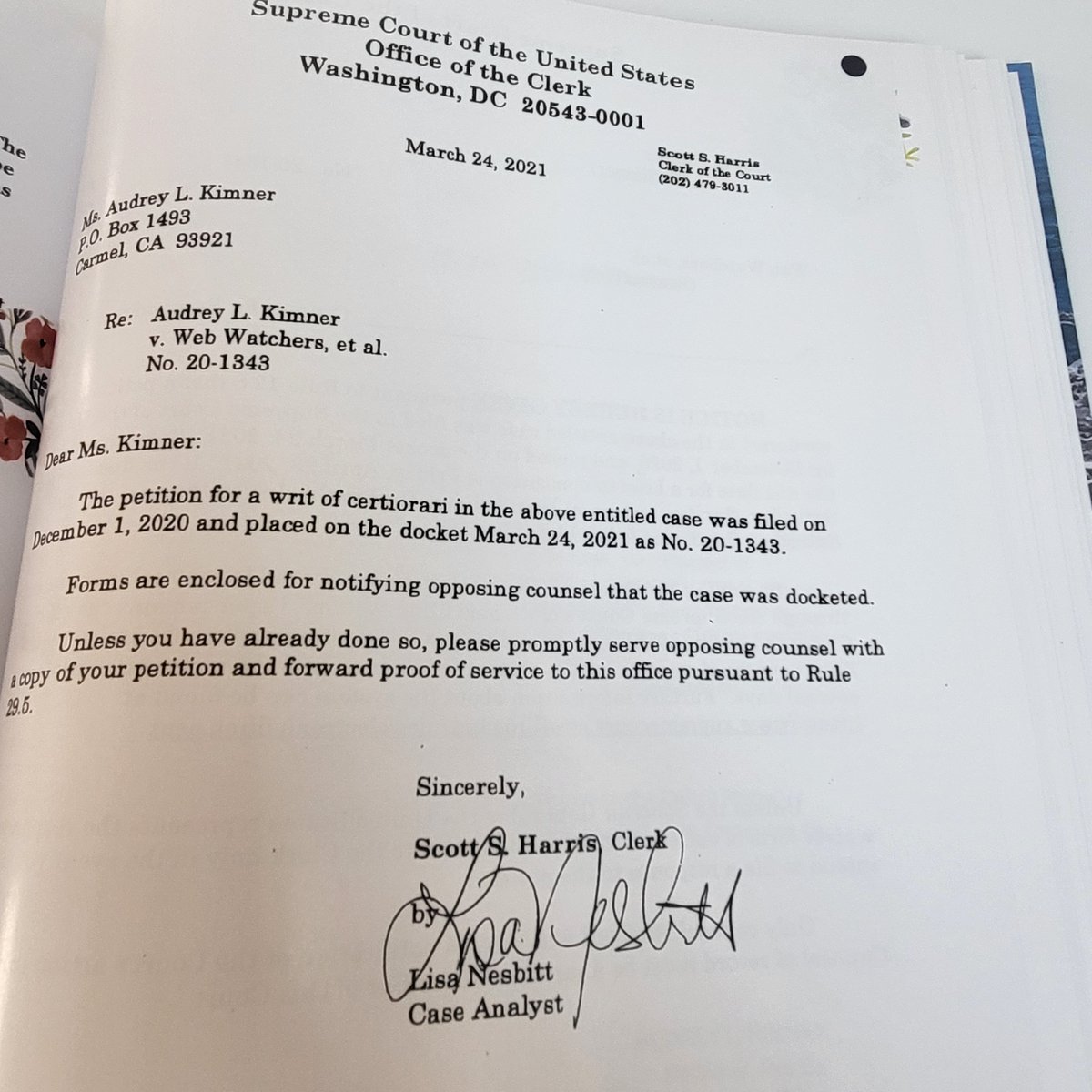 Roberts refuses to respond about my stolen Web Watchers case after default time frames.