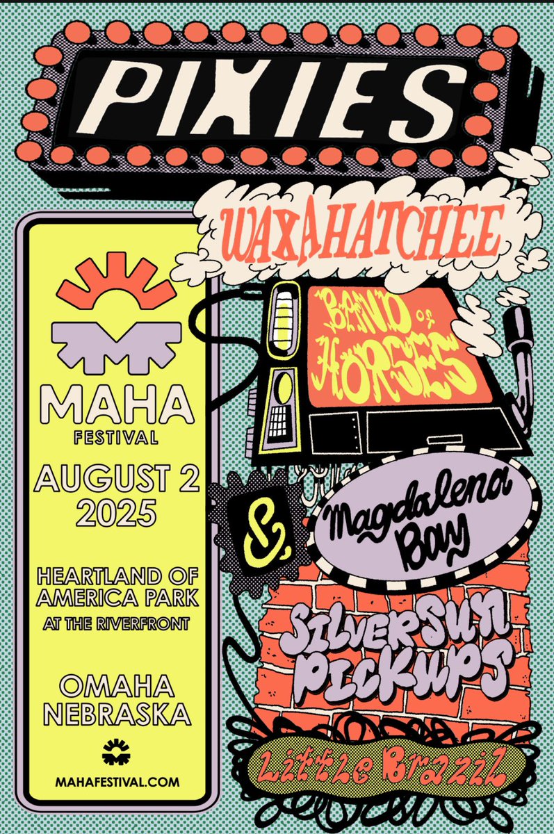 omahamusicguy's tweet photo. Pixies, Waxahatchee, Silversun Pickups, Band of Horses, Magdalena Bay and Little Brazil are set to play Maha Festival in August. Ticket on sale Friday. 

What do you think about this year’s lineup? https://t.co/lyfWSSrVII