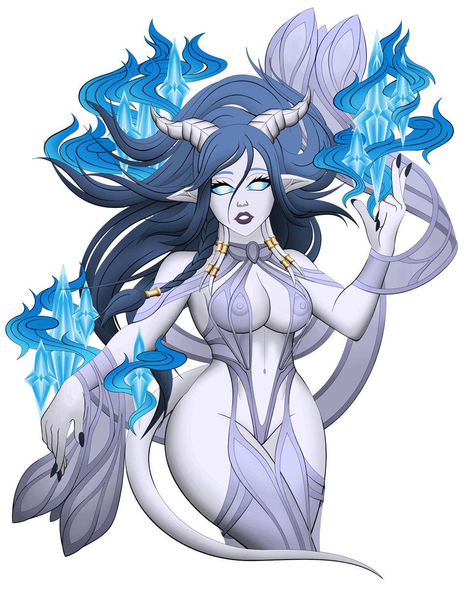 Let your soul fall into the frozen temptation. ❄️

First art raffle prize:
<a href="/Cycy_shadowmoon/">Cyana Shadowmoon</a> 

#illustration #waifu #animegirl #draenei #draeneifemale #ocdrawing #fantasyartwork