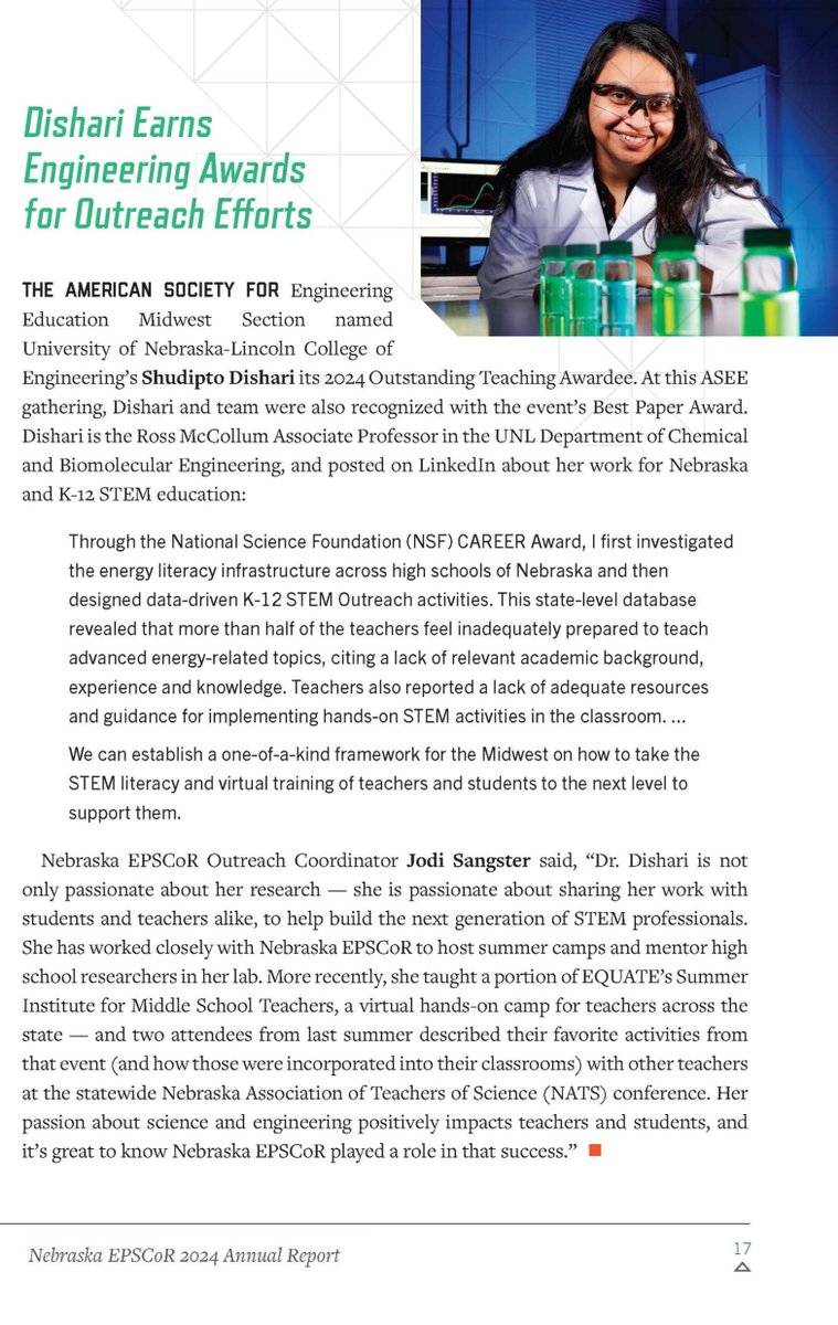 Shudipto Dishari (@konikadishari) on Twitter photo Thank you <a href="/NebraskaEPSCoR/">Nebraska EPSCoR</a> for featuring me for the 2024 American Society for Engineering Education (ASEE) Midwest Outstanding Teaching Award, ASEE Midwest Best Paper Awards 2 years in a row (2023, 2024), and the impact of our <a href="/NSF/">U.S. National Science Foundation</a>-funded #energyliteracy infrastructure study Thank you <a href="/NebraskaEPSCoR/">Nebraska EPSCoR</a> for featuring me for the 2024 American Society for Engineering Education (ASEE) Midwest Outstanding Teaching Award, ASEE Midwest Best Paper Awards 2 years in a row (2023, 2024), and the impact of our <a href="/NSF/">U.S. National Science Foundation</a>-funded #energyliteracy infrastructure study