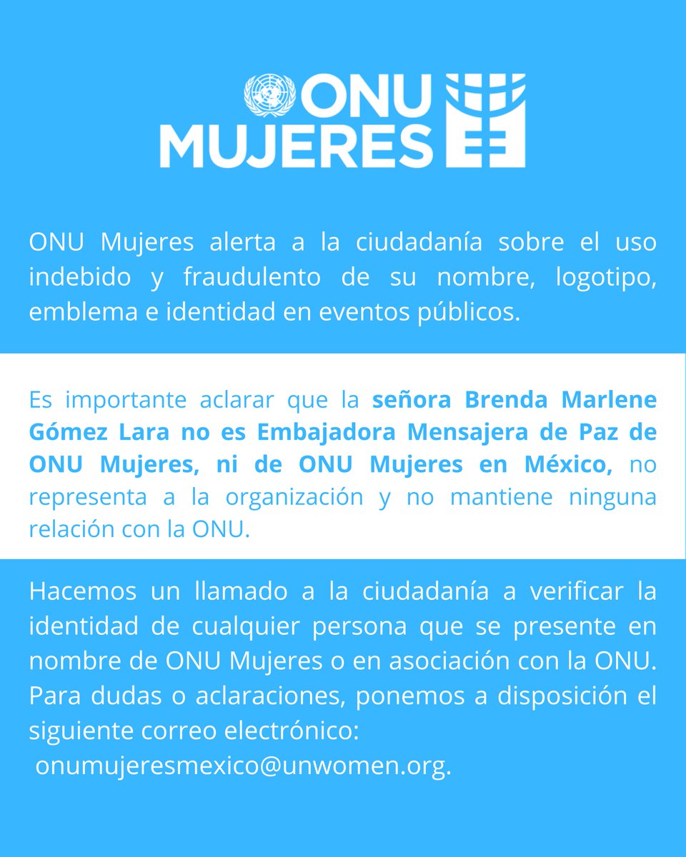 🚨 ONU Mujeres en México alerta sobre el uso fraudulento de su nombre, logo e identidad en eventos públicos.

👉bit.ly/41ycHa6