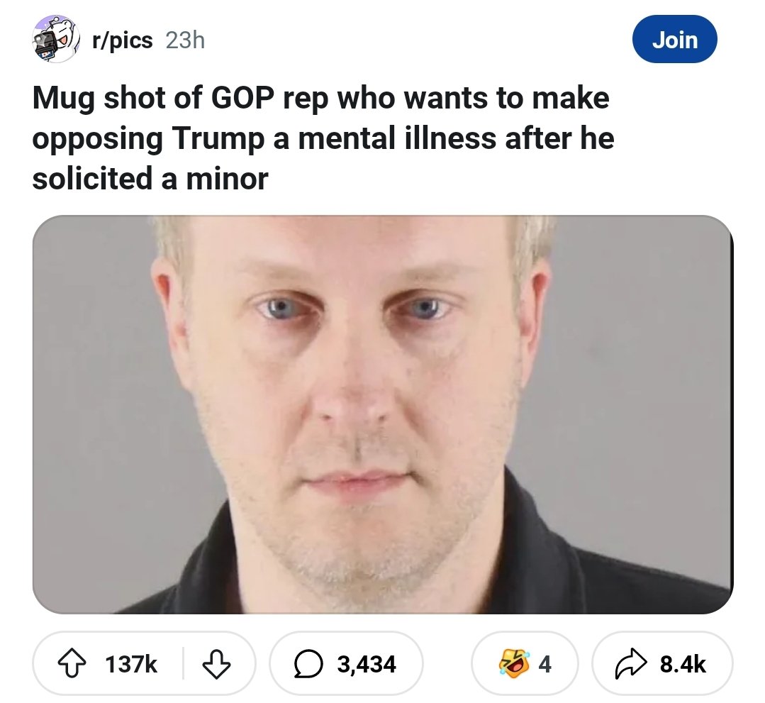 Hey, <a href="/SenatorEichorn/">Sen. Justin Eichorn</a>, this you? 
[This arrest for solicitation of a minor brought to you by #MAGA &amp; the <a href="/GOP/">GOP</a> (you know, the party of "family values").] Friggin disgusting, disgraceful clowns, the lot of them!